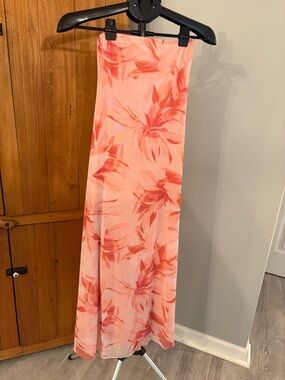 See You Monday Coral Peach Floral Strapless Sundress